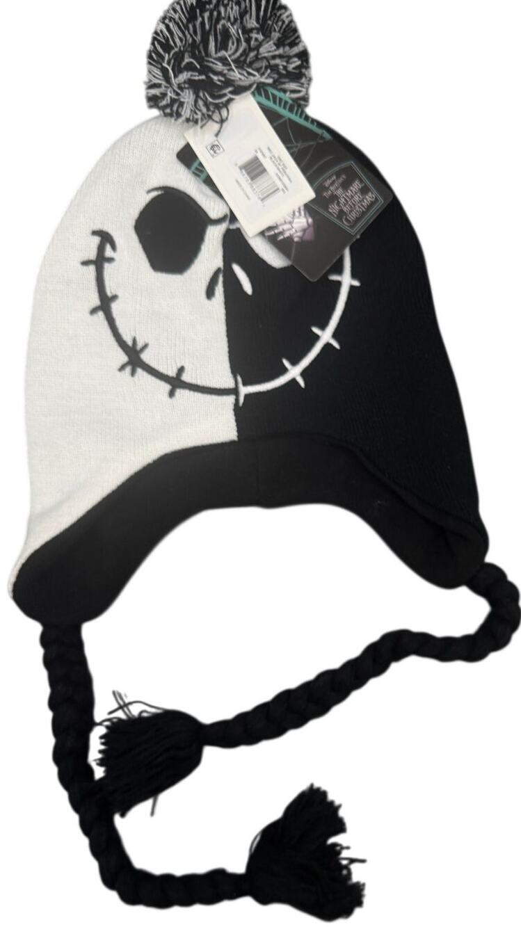 Disney Nightmare Before Christmas Jack Skellington Peruvian Beanie Hat NWT Black
